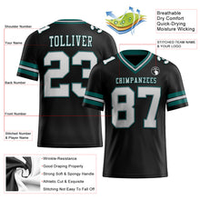 Load image into Gallery viewer, Custom Black White Gray-Midnight Green Mesh Authentic Football Jersey
