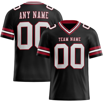 Custom Black White-Cardinal Mesh Authentic Football Jersey