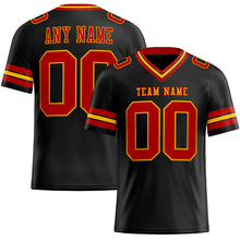 Load image into Gallery viewer, Custom Black Red-Gold Mesh Authentic Football Jersey
