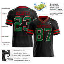 Load image into Gallery viewer, Custom Black Kelly Green-Red Mesh Authentic Football Jersey
