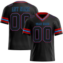 Load image into Gallery viewer, Custom Black Electric Blue-Red Mesh Authentic Football Jersey
