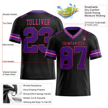 Laden Sie das Bild in den Galerie-Viewer, Custom Black Purple-Pink Mesh Authentic Football Jersey
