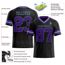 Laden Sie das Bild in den Galerie-Viewer, Custom Black Purple-Light Blue Mesh Authentic Football Jersey
