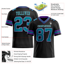 Laden Sie das Bild in den Galerie-Viewer, Custom Black Teal-Purple Mesh Authentic Football Jersey
