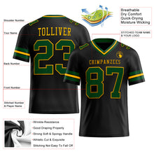 Load image into Gallery viewer, Custom Black Green-Gold Mesh Authentic Football Jersey

