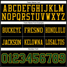 Load image into Gallery viewer, Custom Black Green-Gold Mesh Authentic Football Jersey
