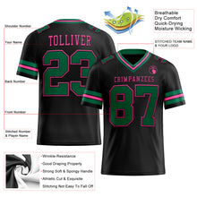 Laden Sie das Bild in den Galerie-Viewer, Custom Black Kelly Green-Pink Mesh Authentic Football Jersey
