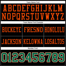 Laden Sie das Bild in den Galerie-Viewer, Custom Black Kelly Green-Orange Mesh Authentic Football Jersey
