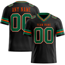Load image into Gallery viewer, Custom Black Kelly Green-Orange Mesh Authentic Football Jersey

