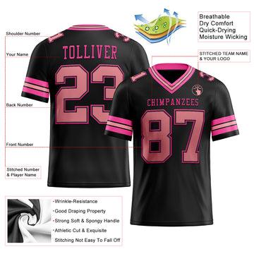 Custom Black Medium Pink-Pink Mesh Authentic Football Jersey