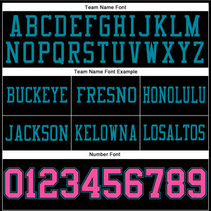 Custom Black Pink-Teal Mesh Authentic Football Jersey