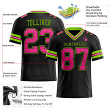Laden Sie das Bild in den Galerie-Viewer, Custom Black Pink-Neon Green Mesh Authentic Football Jersey
