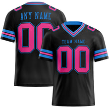 Laden Sie das Bild in den Galerie-Viewer, Custom Black Pink-Electric Blue Mesh Authentic Football Jersey
