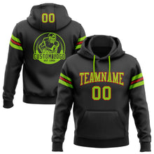 Load image into Gallery viewer, Custom Stitched Black Neon Green-Red Football Pullover Sweatshirt Hoodie
