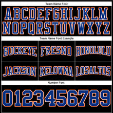 Загрузить изображение в средство просмотра галереи, Custom Stitched Black Royal-Orange Football Pullover Sweatshirt Hoodie
