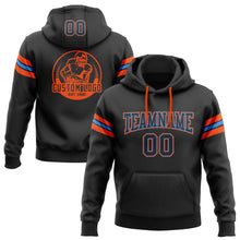 Laden Sie das Bild in den Galerie-Viewer, Custom Stitched Black Electric Blue-Orange Football Pullover Sweatshirt Hoodie
