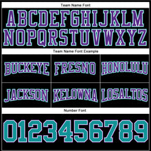 Load image into Gallery viewer, Custom Stitched Black Teal-Purple Football Pullover Sweatshirt Hoodie
