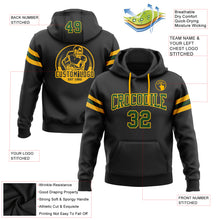 Laden Sie das Bild in den Galerie-Viewer, Custom Stitched Black Green-Gold Football Pullover Sweatshirt Hoodie
