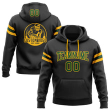 Laden Sie das Bild in den Galerie-Viewer, Custom Stitched Black Green-Gold Football Pullover Sweatshirt Hoodie
