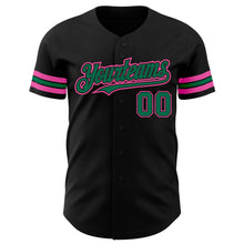 Laden Sie das Bild in den Galerie-Viewer, Custom Black Kelly Green-Pink Authentic Baseball Jersey
