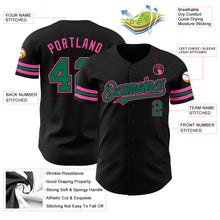 Laden Sie das Bild in den Galerie-Viewer, Custom Black Kelly Green-Pink Authentic Baseball Jersey
