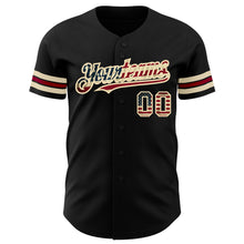 Charger l&#39;image dans la galerie, Custom Black Vintage USA Flag City Cream-Crimson Authentic Baseball Jersey
