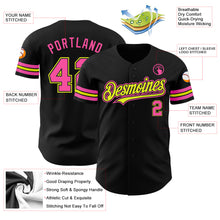 Load image into Gallery viewer, Custom Black Pink-Neon Yellow Authentic Baseball Jersey
