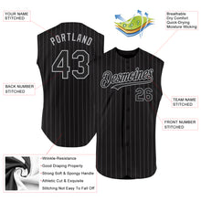 Laden Sie das Bild in den Galerie-Viewer, Custom Black Gray Pinstripe Gray Authentic Sleeveless Baseball Jersey
