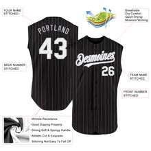 Laden Sie das Bild in den Galerie-Viewer, Custom Black Gray Pinstripe White Authentic Sleeveless Baseball Jersey
