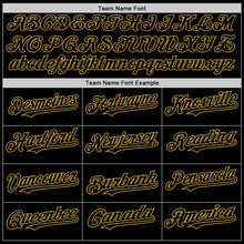 Laden Sie das Bild in den Galerie-Viewer, Custom Black Old Gold Pinstripe Old Gold Authentic Sleeveless Baseball Jersey
