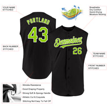 Laden Sie das Bild in den Galerie-Viewer, Custom Black Neon Green-White Authentic Sleeveless Baseball Jersey
