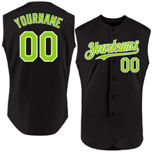 Laden Sie das Bild in den Galerie-Viewer, Custom Black Neon Green-White Authentic Sleeveless Baseball Jersey
