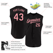 Laden Sie das Bild in den Galerie-Viewer, Custom Black Medium Pink Authentic Sleeveless Baseball Jersey
