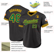 Laden Sie das Bild in den Galerie-Viewer, Custom Black Kelly Green-Gold Authentic Throwback Baseball Jersey
