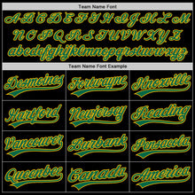 Laden Sie das Bild in den Galerie-Viewer, Custom Black Kelly Green-Gold Authentic Throwback Baseball Jersey

