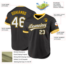 Charger l&#39;image dans la galerie, Custom Black White-Gold Authentic Throwback Baseball Jersey
