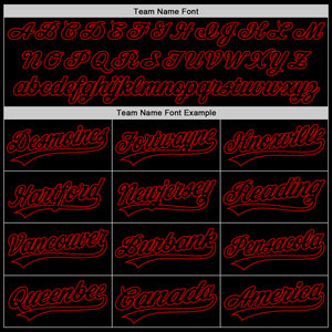 Custom Black Red Authentic Throwback Baseball Jersey