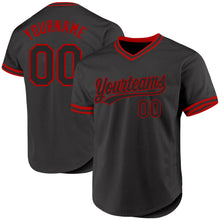 Charger l&#39;image dans la galerie, Custom Black Red Authentic Throwback Baseball Jersey
