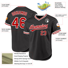 Charger l&#39;image dans la galerie, Custom Black Red-White Authentic Throwback Baseball Jersey
