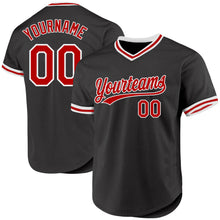 Charger l&#39;image dans la galerie, Custom Black Red-White Authentic Throwback Baseball Jersey
