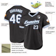 Загрузить изображение в средство просмотра галереи, Custom Black White-Light Blue Authentic Throwback Baseball Jersey
