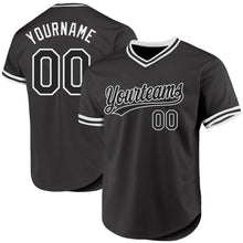Charger l&#39;image dans la galerie, Custom Black White Authentic Throwback Baseball Jersey
