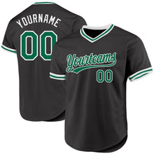 Load image into Gallery viewer, Custom Black Kelly Green-White Authentic Throwback Baseball Jersey
