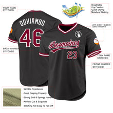 Load image into Gallery viewer, Custom Black Maroon-White Authentic Throwback Baseball Jersey
