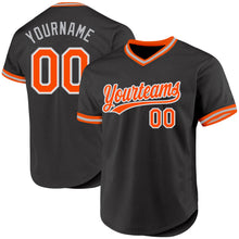 Load image into Gallery viewer, Custom Black Orange-Gray Authentic Throwback Baseball Jersey
