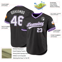 Load image into Gallery viewer, Custom Black White-Purple Authentic Throwback Baseball Jersey
