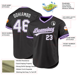 Custom Black White-Purple Authentic Throwback Baseball Jersey