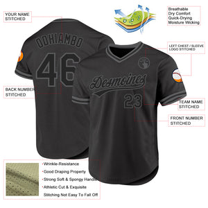 Custom Black Steel Gray Authentic Throwback Baseball Jersey