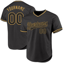 Load image into Gallery viewer, Custom Black Old Gold Authentic Throwback Baseball Jersey
