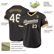 Load image into Gallery viewer, Custom Black White-Old Gold Authentic Throwback Baseball Jersey
